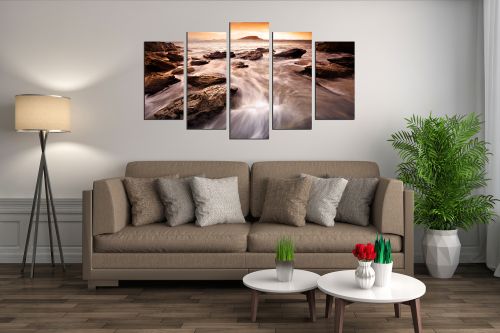 canvas wall art set sea landscape with stones