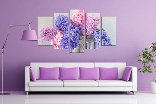 Spring flowers canvas art set of 5 pieces