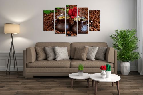  Art canvas decoration Composition coffee and rose