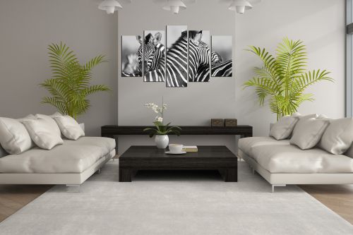 canvas wall art set couple zebras black and white