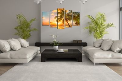 Декоративно пано от 5 картини с екзотичен плаж