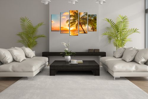 canvas wall art set exotic beach landscape