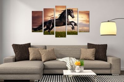 canvas wall art set Landscape with wild horse