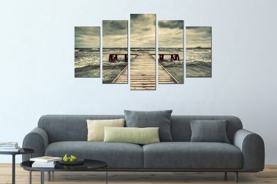 Декоративно пано с морски пейзаж в сиво