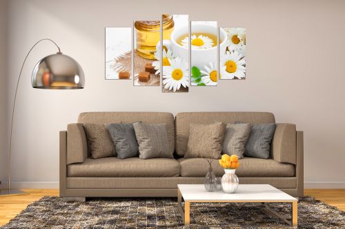 Canvas fine art decoration with tea