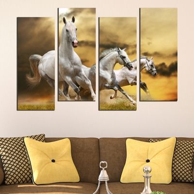 0558  Wall art decoration (set of 4 pieces) Wild horses