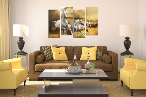 0558  Wall art decoration (set of 4 pieces) Wild horses