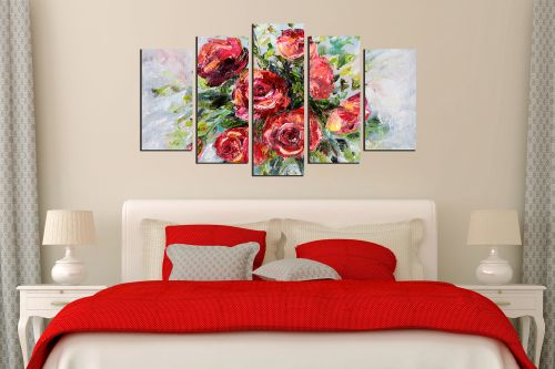 Painting canvas wall art with red roses