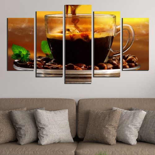 0569 Wall art decoration (set of 5 pieces) Aromatic coffee