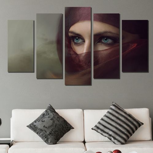 Canvas art set for decoration mysterious woman