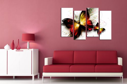 Wall art decoration (set of 4 pieces) Butterflies abstract