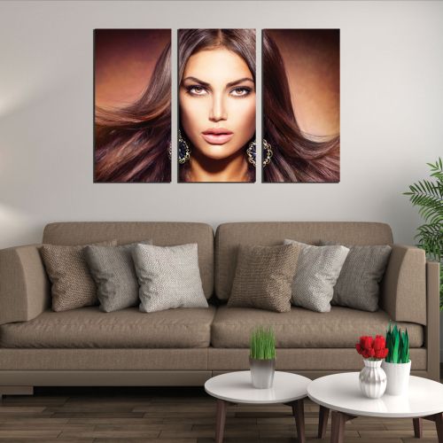 Wall art canvas set of 3 pieces for beauty salon Glamor