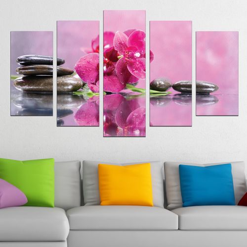 Canvas art set zen composition in pink