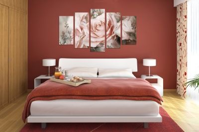 Wall art decoration for bedroom pink vintage rose