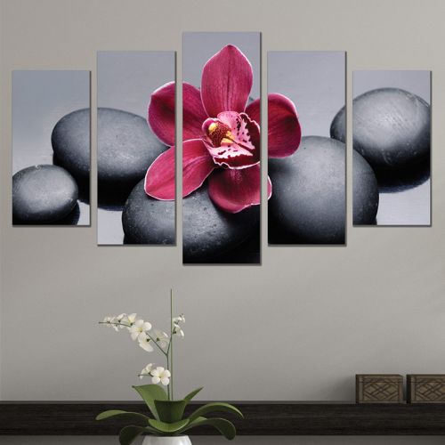 Canvas art set zen composition in grey