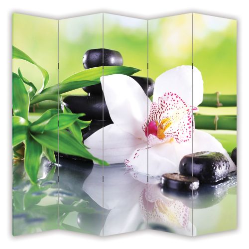 P0162 Room devider (screen) White orchid with reflection (3,4,5 or 6 panels)