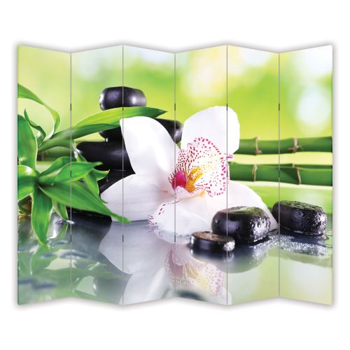 P0162 Room devider (screen) White orchid with reflection (3,4,5 or 6 panels)