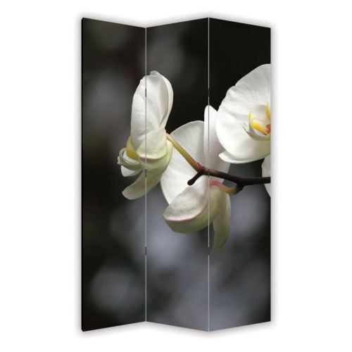 P0324 Decorative Screen Room divider White orchids on grey background (3,4,5 or 6 panels)