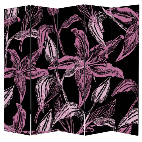 Art room diviver Abstract flowers in  in purple and black 