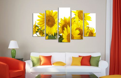 0204 Wall art decoration (set of 5 pieces) Sunflowers