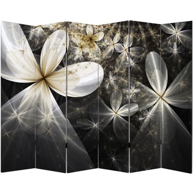 Преграда за стая - параван с принт абстрактни цветя в черно и бяло