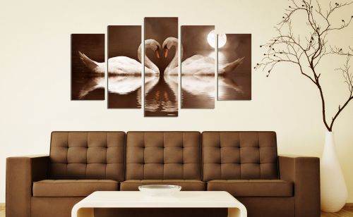 0118  Wall art decoration (set of 5 pieces) Swans