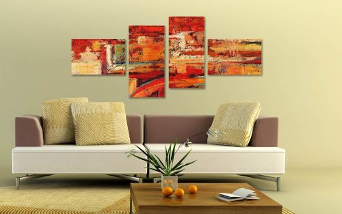 0074 Wall art decoration (set of 4 pieces) Passions in orange