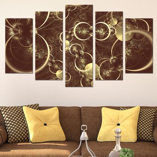 0648 Wall art decoration (set of 5 pieces) Abstract circles