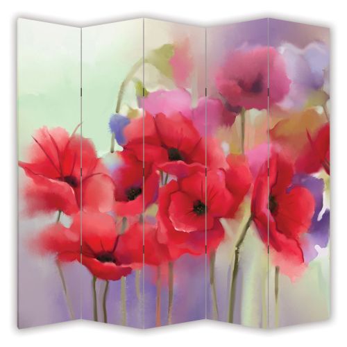 P0240 Decorative Screen Room divider Poppies (3,4,5 or 6 panels)