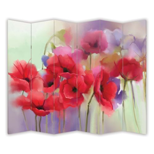 P0240 Decorative Screen Room divider Poppies (3,4,5 or 6 panels)