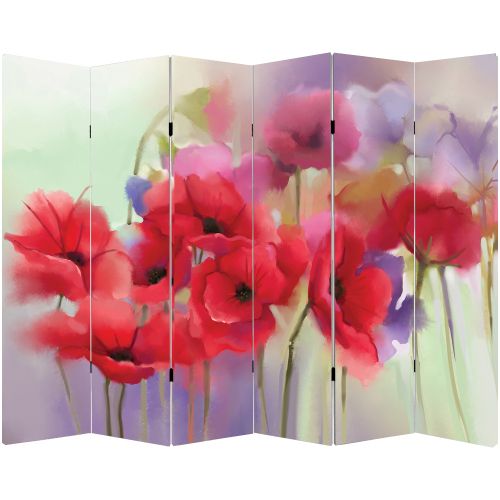 P0240 Decorative Screen Room divider Poppies (3,4,5 or 6 panels)