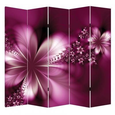 P0627 Декоративен параван Абстрактни цветя в лилаво (3, 4 , 5 или 6 части)