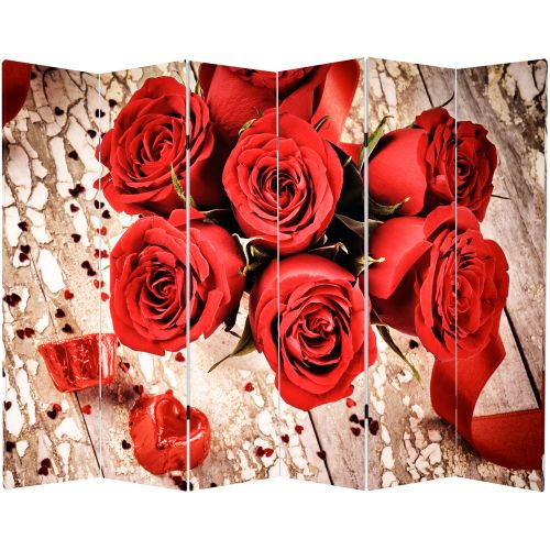 P0159 Decorative Screen Room divider Red roses (3,4,5 or 6 panels)