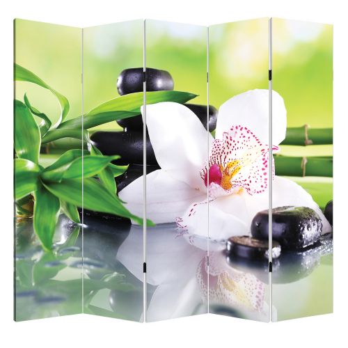 P0162 Декоративен параван Бяла орхидея с отражение (3, 4 , 5 или 6 части)