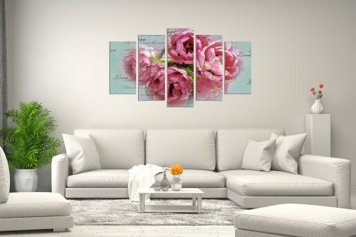 Canvas wall art set for living room with vintage roses