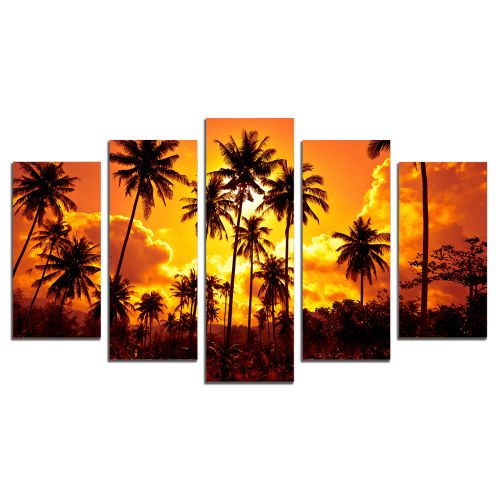 0693 Wall art decoration (set of 5 pieces) Palms