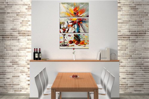 Wall art canvas set reproduction flowers, cherries and winea landscape