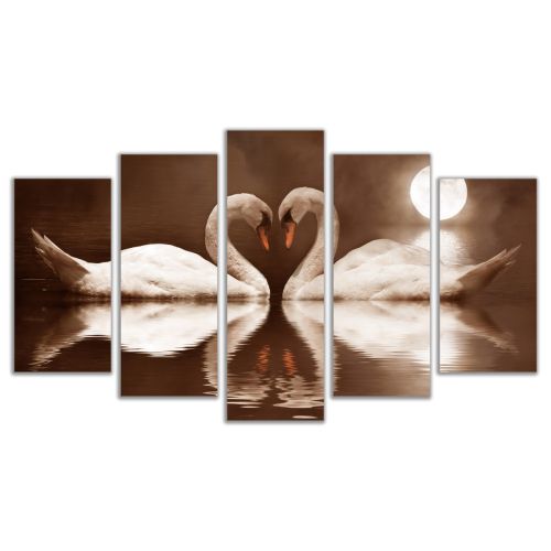 0118  Wall art decoration (set of 5 pieces) Swans