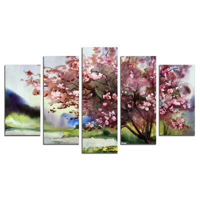 0128 Картина-пано от 5 части Цветна пролет