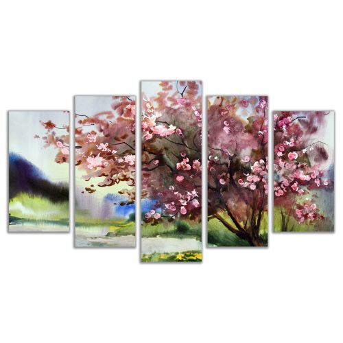 0128 Wall art decoration (set of 5 pieces) Colorful spring