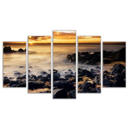 0130 Wall art decoration (set of 5 pieces) Sea sunset