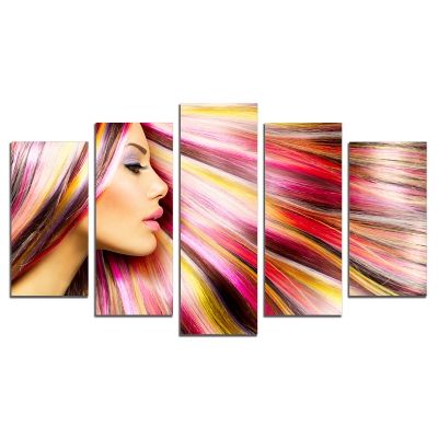 0150 Картина-пано от 5 части Цветна коса
