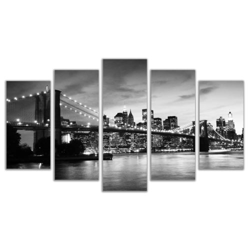 0157 Wall art decoration (set of 5 pieces) New York, Brooklyn Bridge