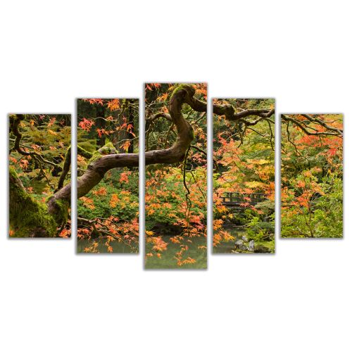 0244 Wall art decoration (set of 5 pieces) Beautiful tree