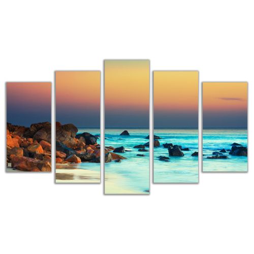 0304 Wall art decoration (set of 5 pieces)  Sunset over the sea