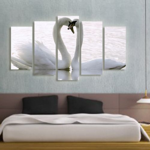 0097 Wall art decoration (set of 5 pieces) Swans in love