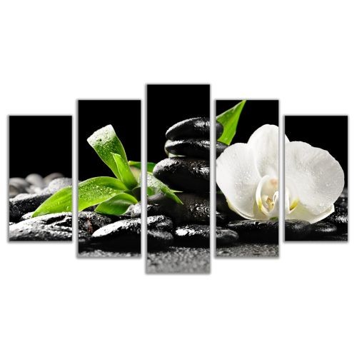 0355 Wall art decoration (set of 5 pieces) White orchid