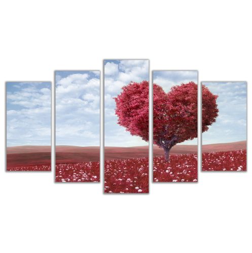 0450 Wall art decoration (set of 5 pieces) Love tree