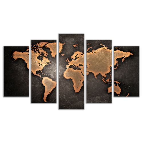 0451 Wall art decoration (set of 5 pieces) Old map