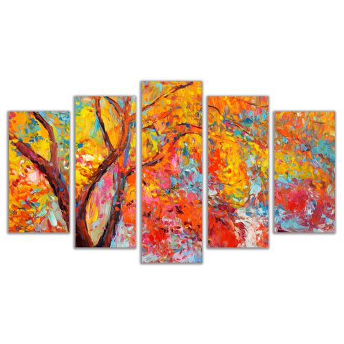 0460 Wall art decoration (set of 5 pieces) Colorful tree